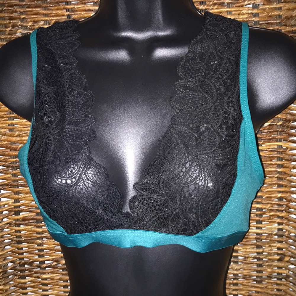 Teal with Black Lace Bralet